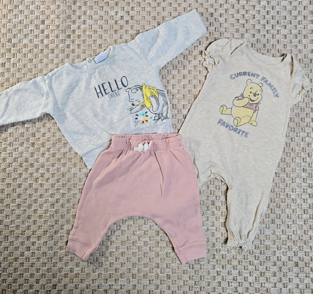 Baby Girl 3-6M Disney Winnie the Pooh Fall Winter Bundle Sweatshirt Bodysuit
